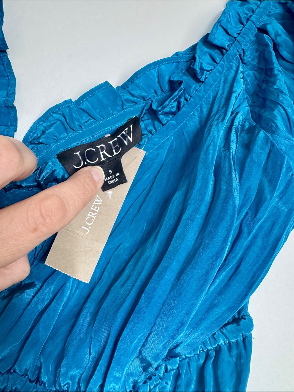 NWT! J. CREW Palermo dress in viscose-blend crinkle Nordic Sea Blue Small CK800 - Picture 12 of 15